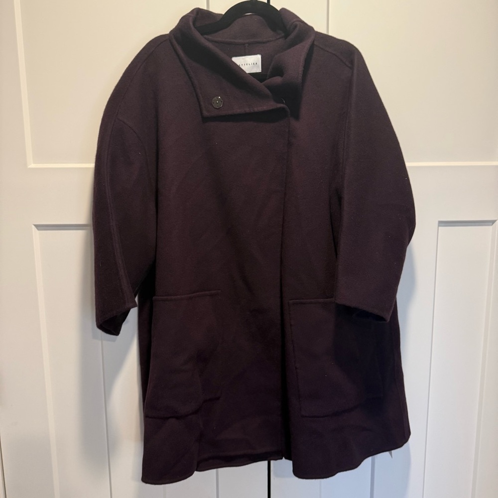 Lattelier Purple Wool and Cashmere Coat Size Small NWT